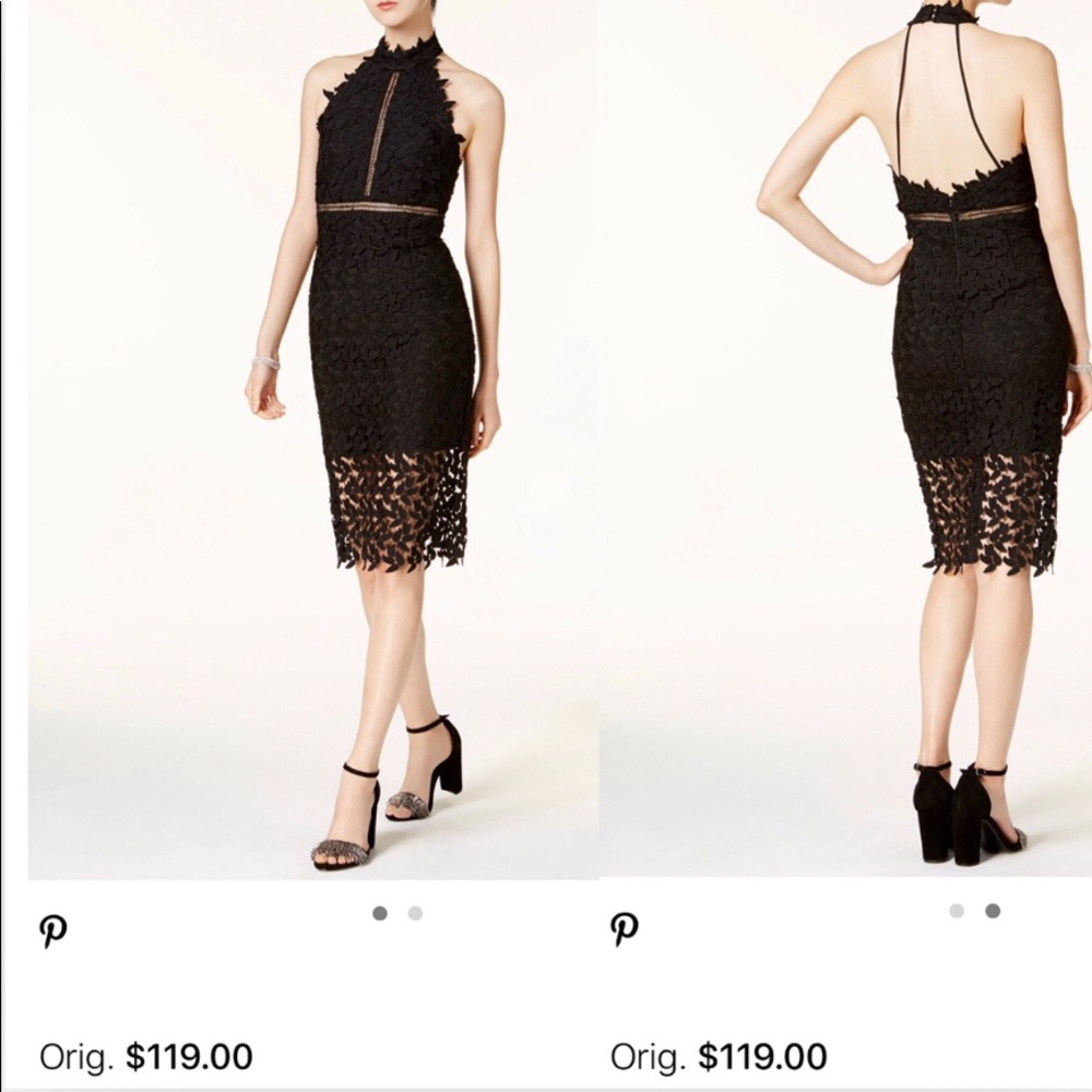 Bardot Lace Halter Black Dress